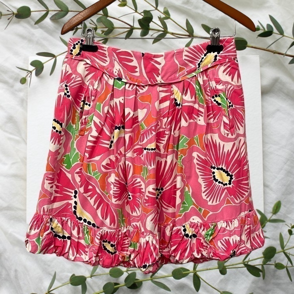 Lilly Pulitzer Fayette 100% Silk Oxford Multi with a Splash Skirt Bubble Size 6